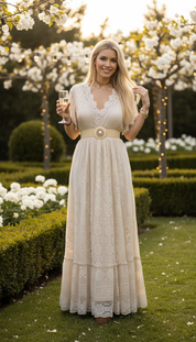 Maxikleid aus weicher Sandspitze