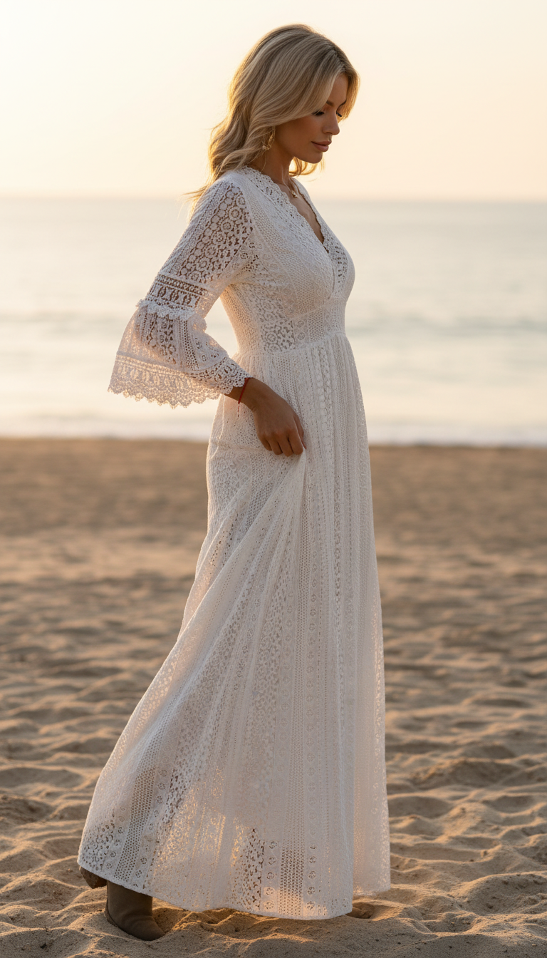 Salbeigrünes Spitzenkleid