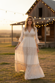 Boho Beige Lace Dress