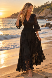 Ivory Moon Black Lace Dress