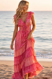 Amara Pink Silk Maxi Dress