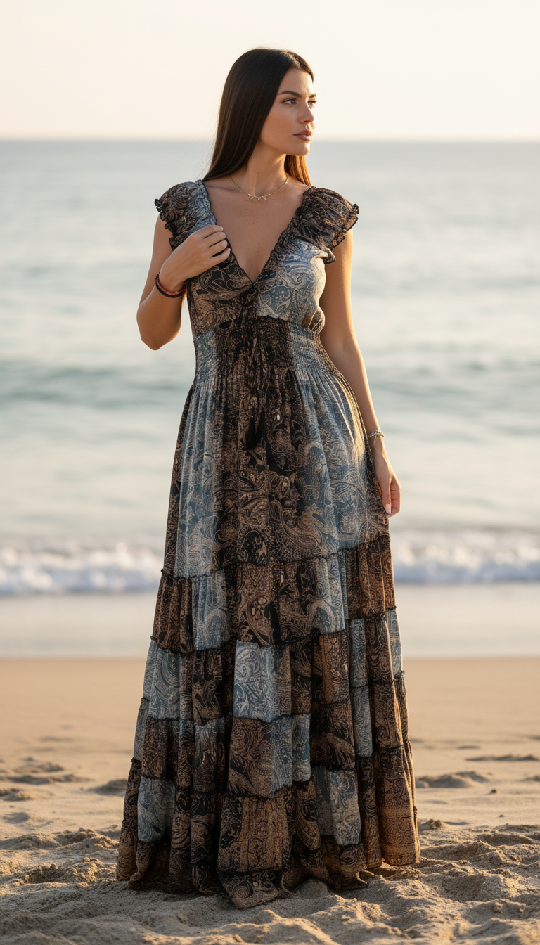 Amara Blue Silk Maxi Dress
