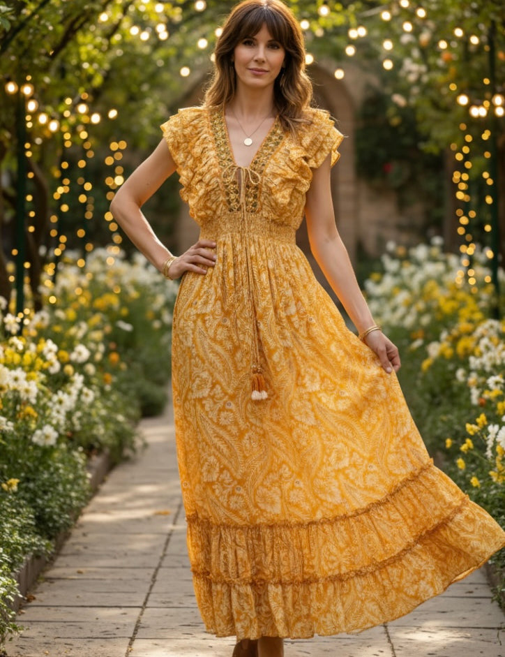 Robe en soie rose Aurore