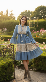 Robe courte en jean bohème