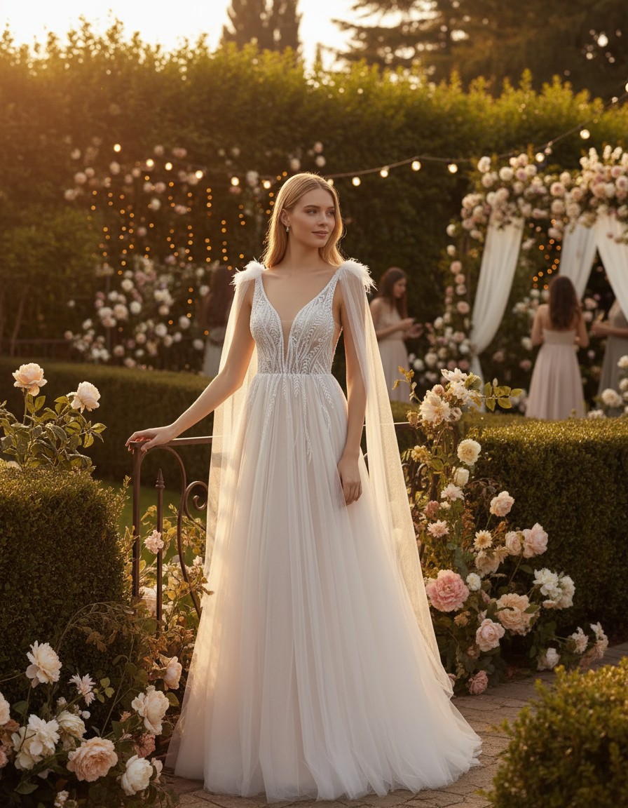 Romantic Bridal Dress with Chantilly Lace