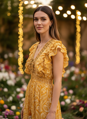 Robe en soie jaune aurore
