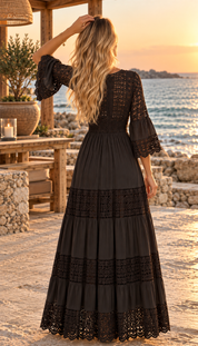 Ivory Moon Brown Lace Dress