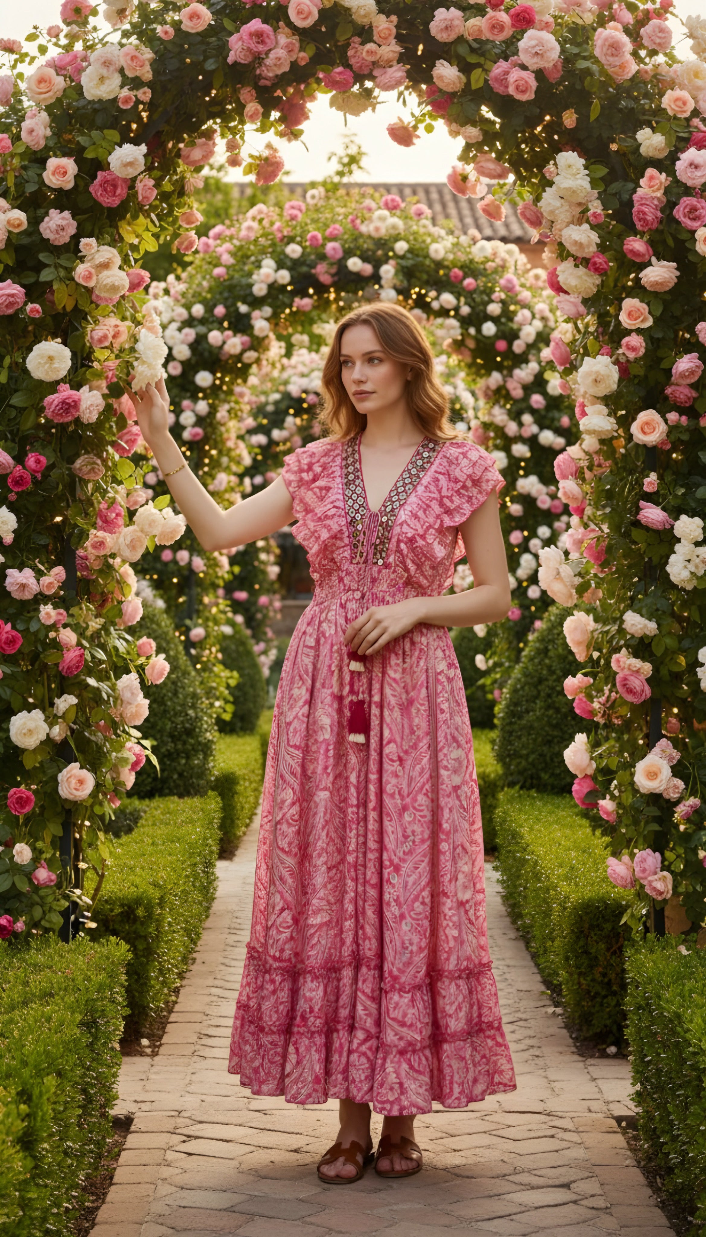 Aurora-rosa Seidenkleid