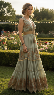 Robe longue verte Golden Garden