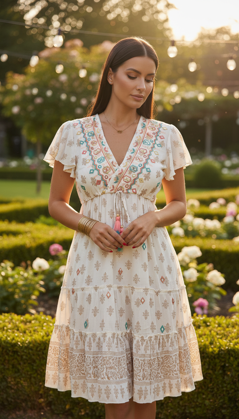 Robe Courte Détails Couleur