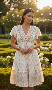 Robe Courte Détails Couleur