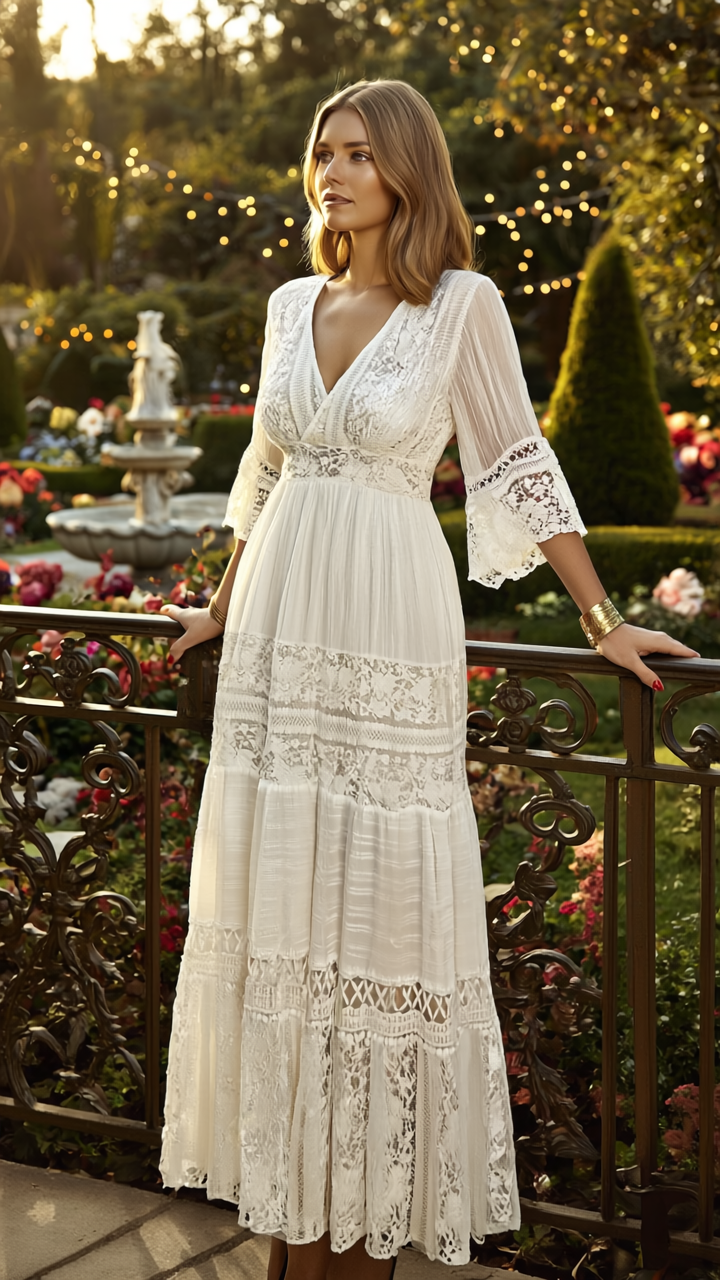 Boho White Lace Dress
