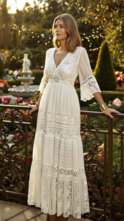 Boho White Lace Dress