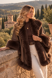 Siena Brown Faux Fur Cape
