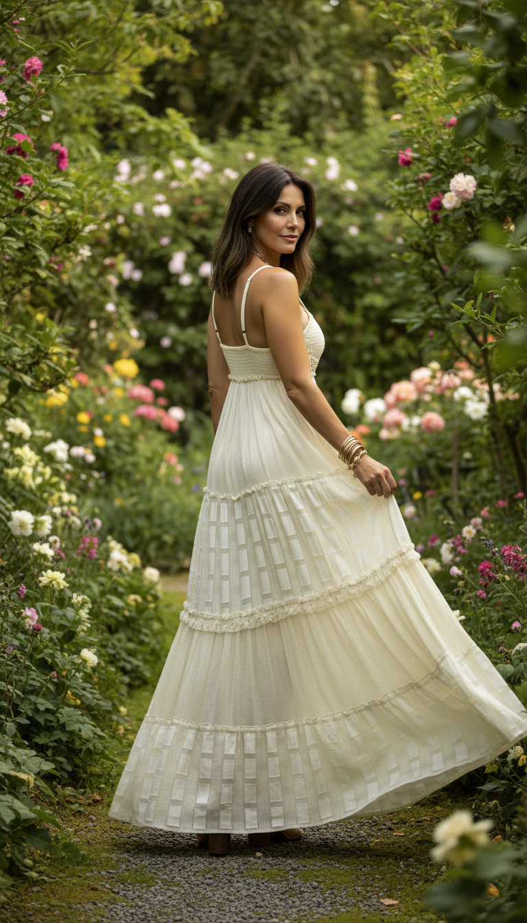 Evra Beige Boho Kleid