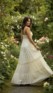 Evra Beige Boho Kleid