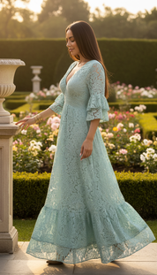 Ethereal Blue Lace Gown