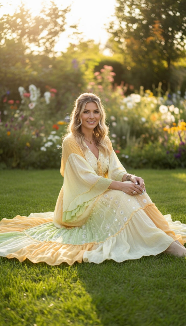 Nolia gelbes Maxikleid
