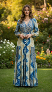 Robe en soie bleu aurore