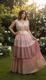 Robe longue bohème rose coucher de soleil