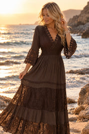 Pure Boho Brown Lace Dress