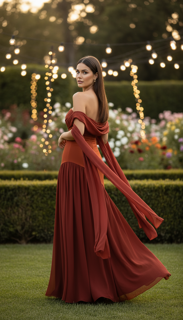 Terracota Elegant Strapless Party Dress