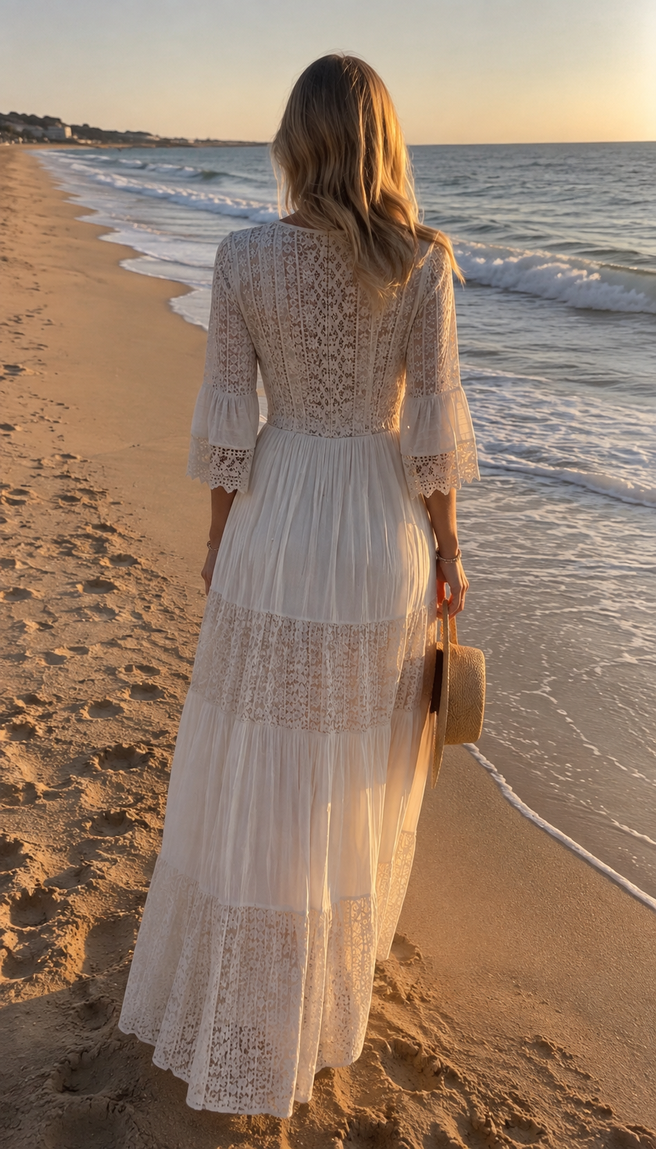 Ivory Moon Beige Lace Dress