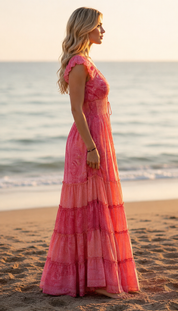Amara Pink Silk Maxi Dress