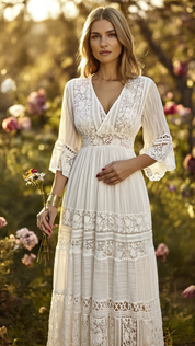 Boho White Lace Dress