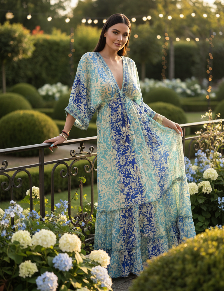 Golden Aura Green Silk Dress