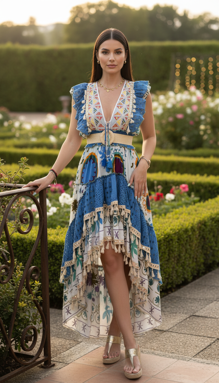 Alma Garden Blue Maxi Dress