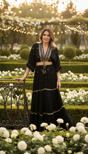Black Aurora – Hand-Embroidered Boho Maxi Dress