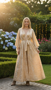 Natural silk jumpsuit with a matching kimono