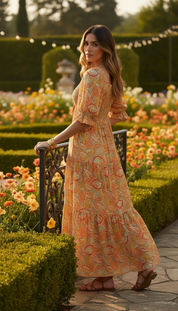 La robe en soie orange à smocks