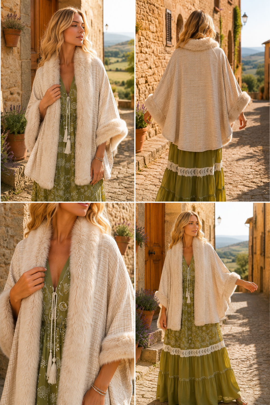 Siena Faux Fur Boho Cape