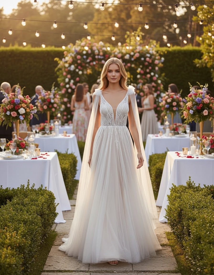 Romantic Bridal Dress with Chantilly Lace