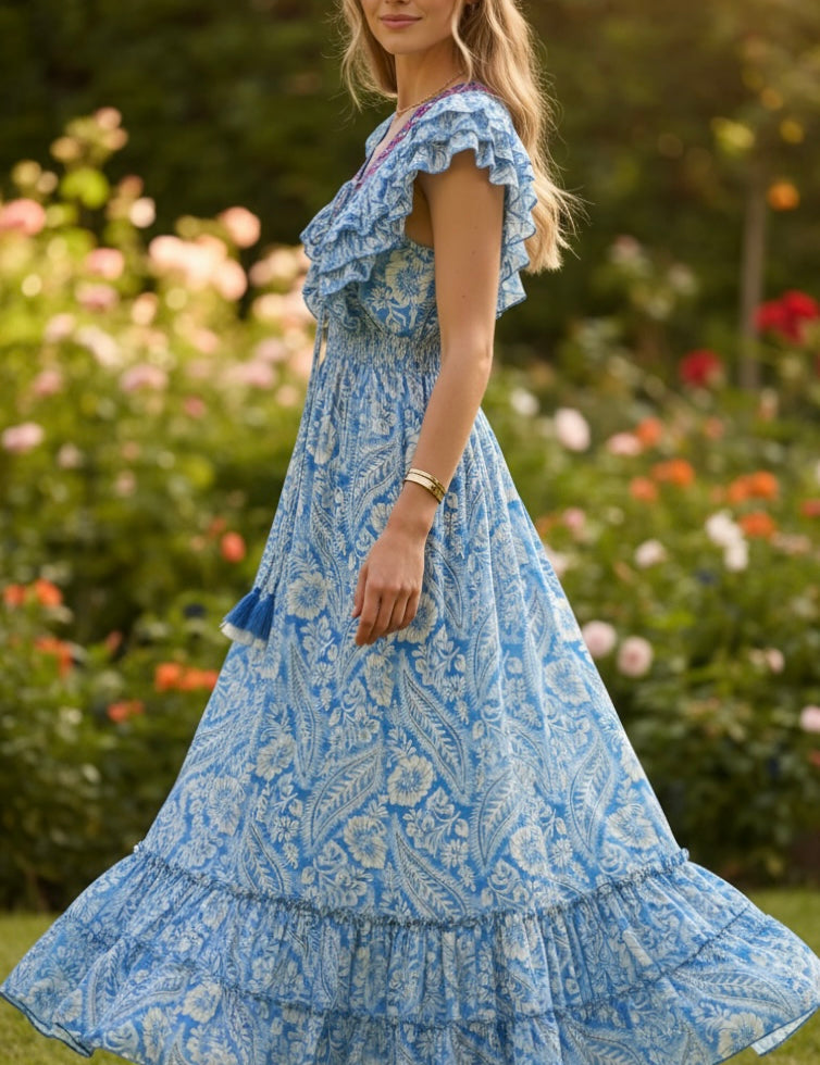 Robe en soie jaune aurore