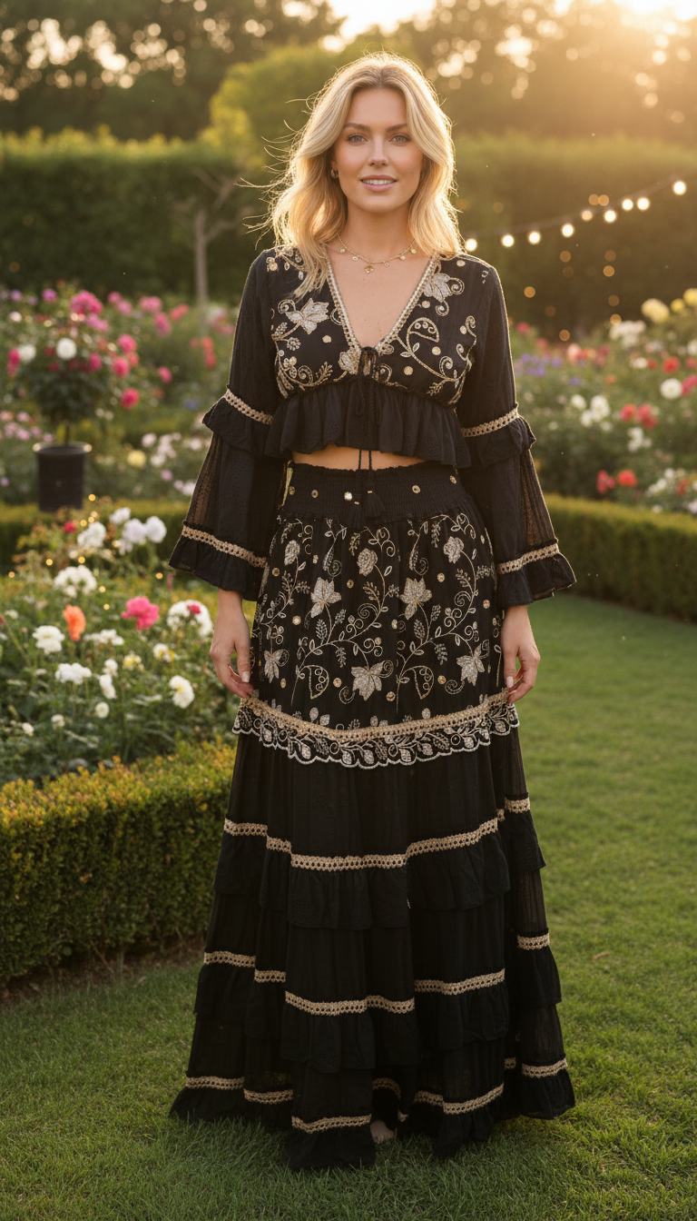 Desert Rose Black Boho Set