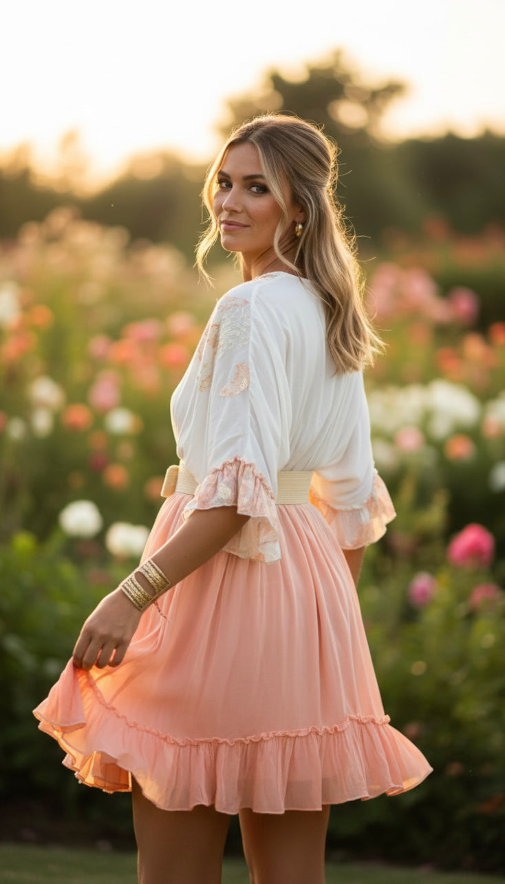 Robe bohème orange courte