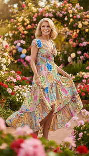 Robe en soie verte « Vagues murmurantes »