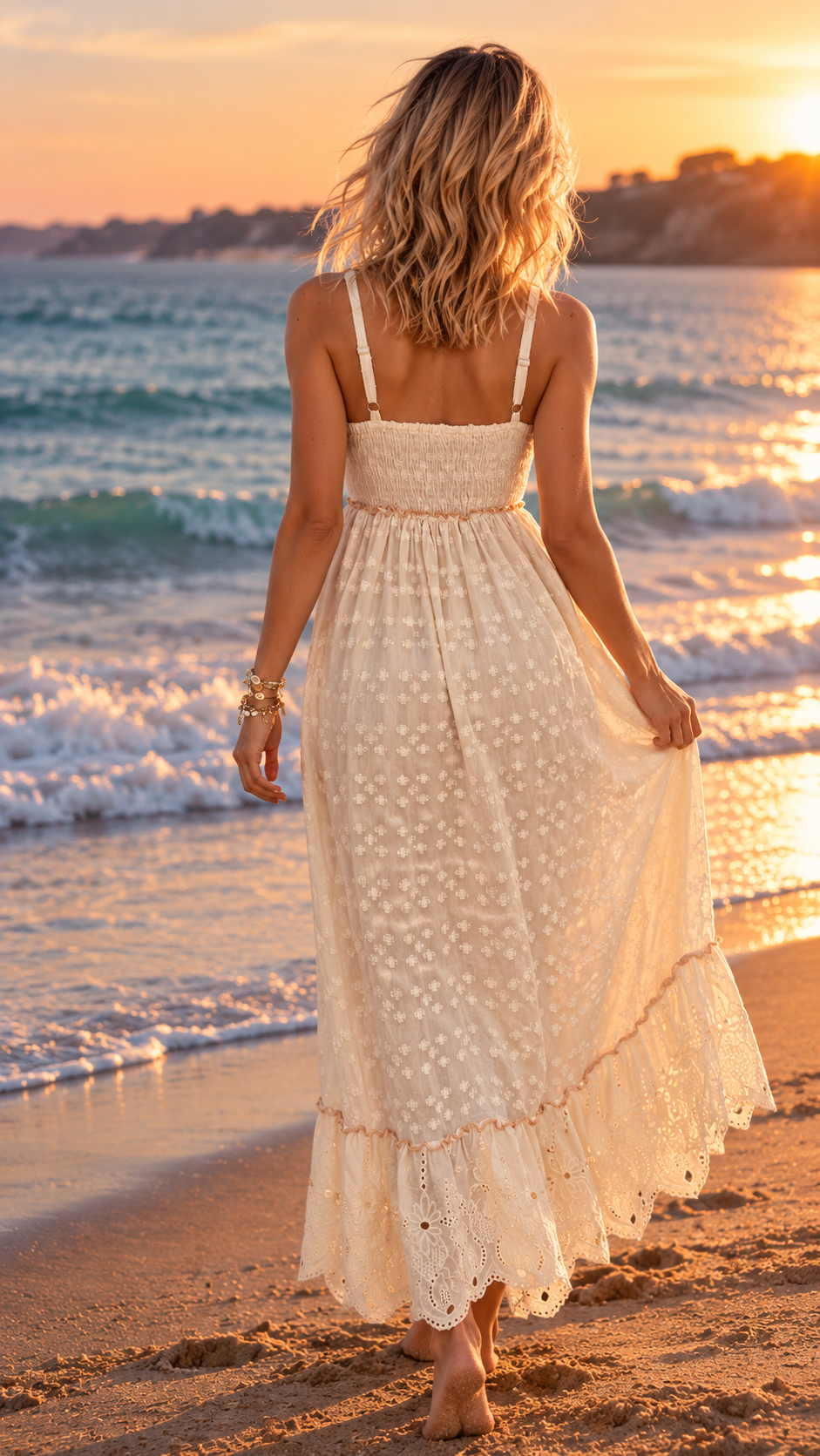 Aurora Bloom Hand-Embroidered Maxi Dress