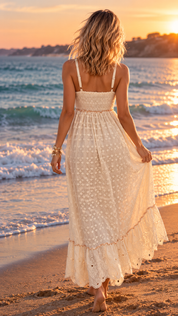Aurora Bloom Hand-Embroidered Maxi Dress