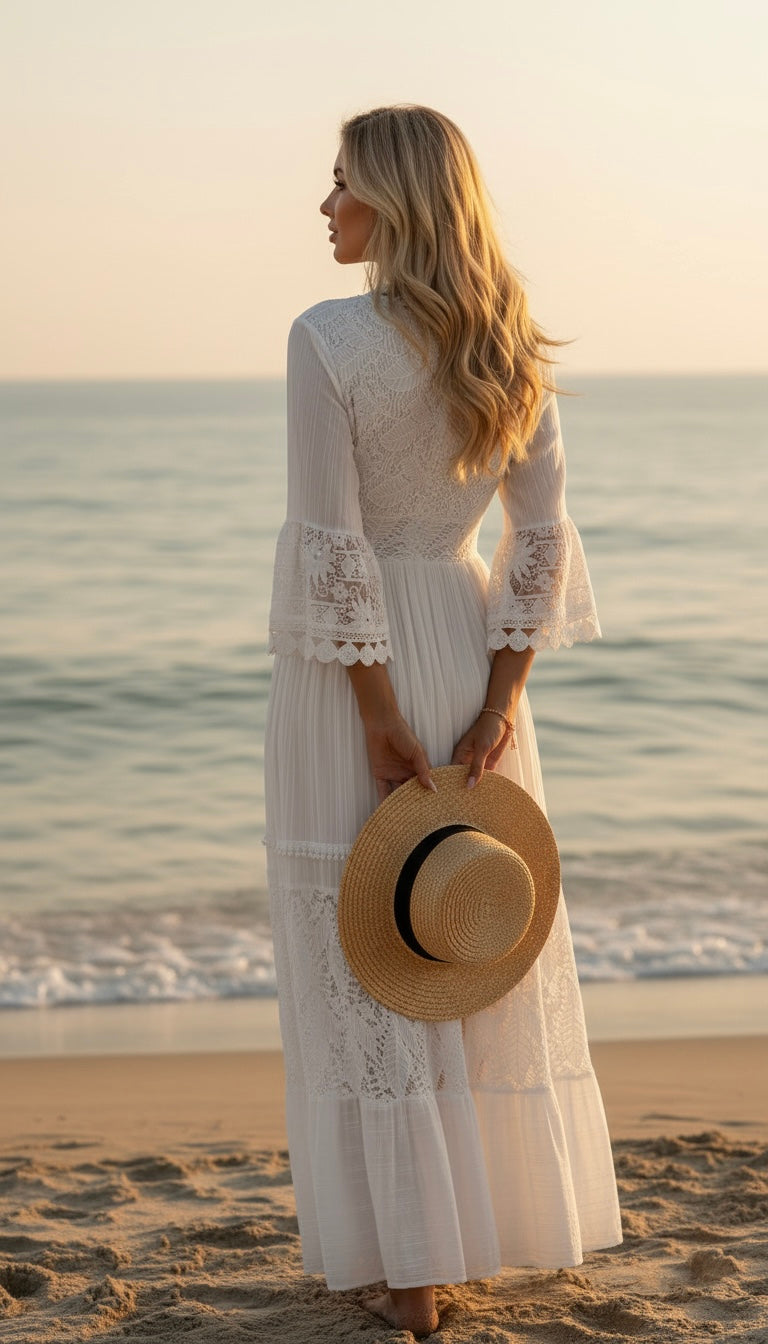 Robe en dentelle bohème pure