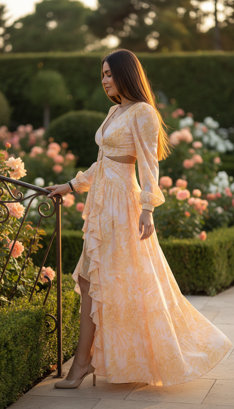 Romantic Silk & Organic Cotton Maxi Dress