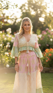 Aurora Handgefertigtes Pinkes Boho-Set