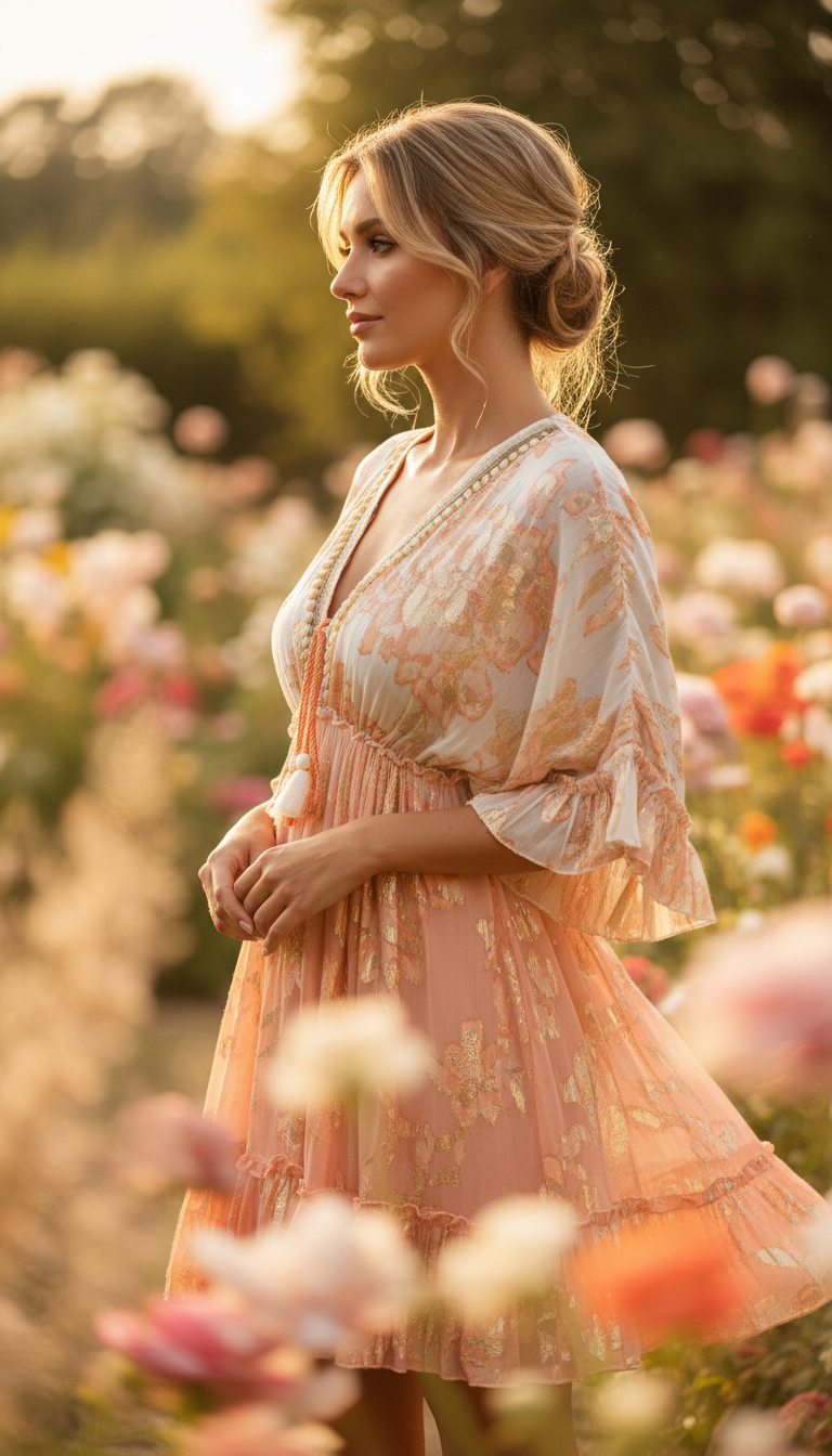 Robe bohème orange courte