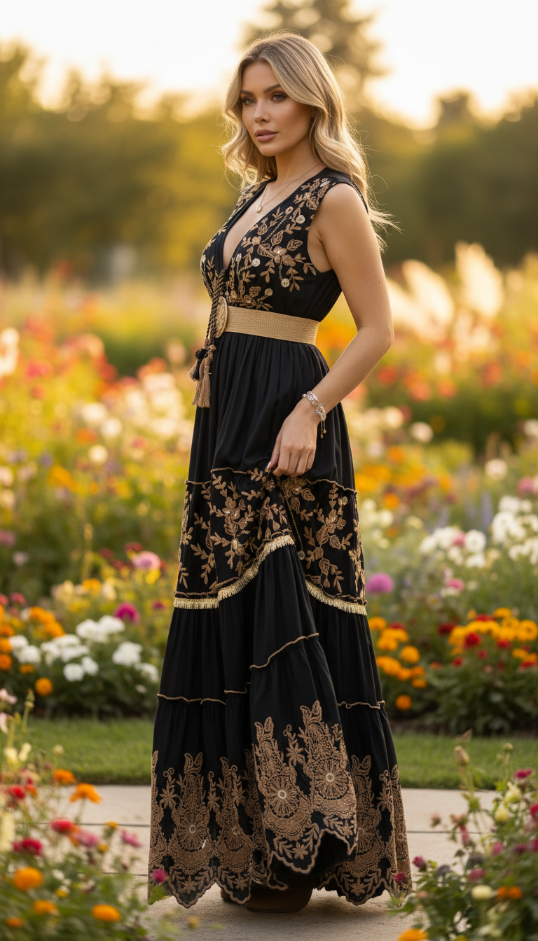 Golden Garden Noir Maxikleid