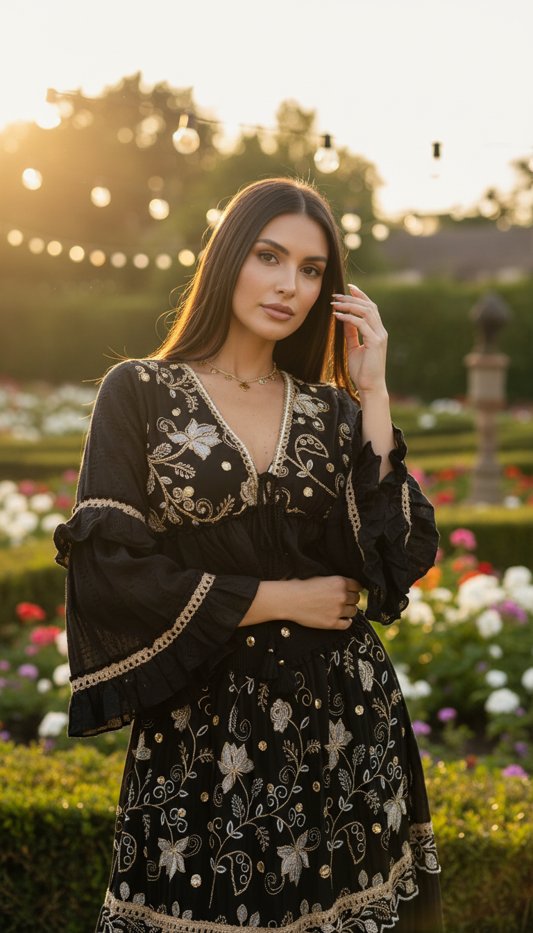 Desert Rose Black Boho Set