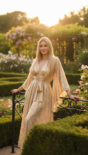 Natural silk jumpsuit with a matching kimono