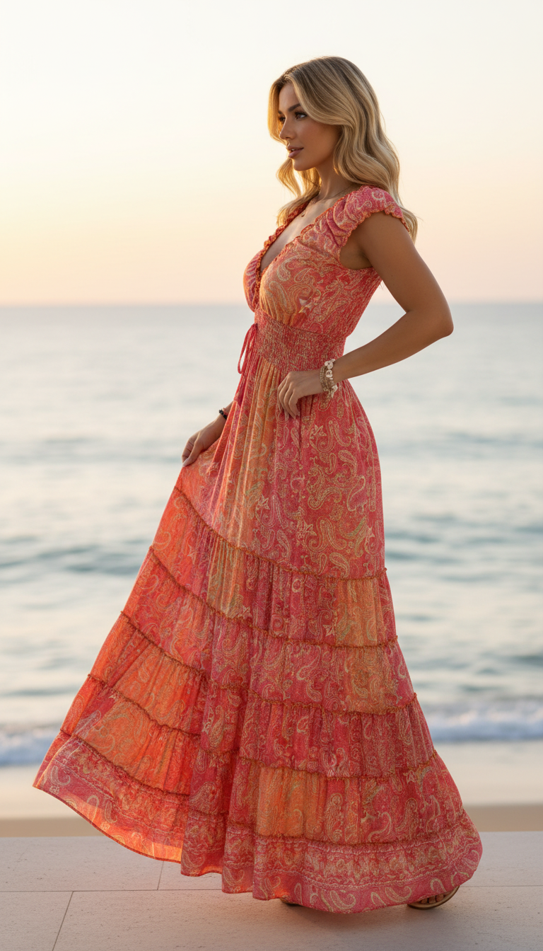 Amara Red Silk Maxi Dress